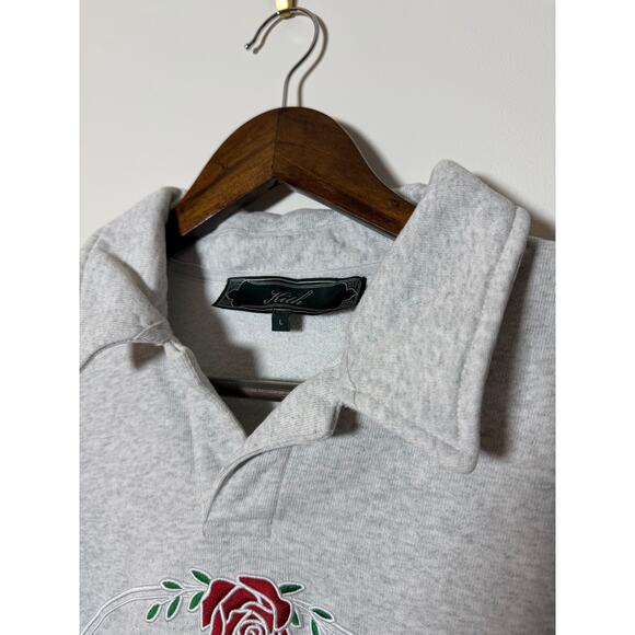 Kith Nelson Collared Pullover 'Light Heather Grey' - Picture 3 of 5